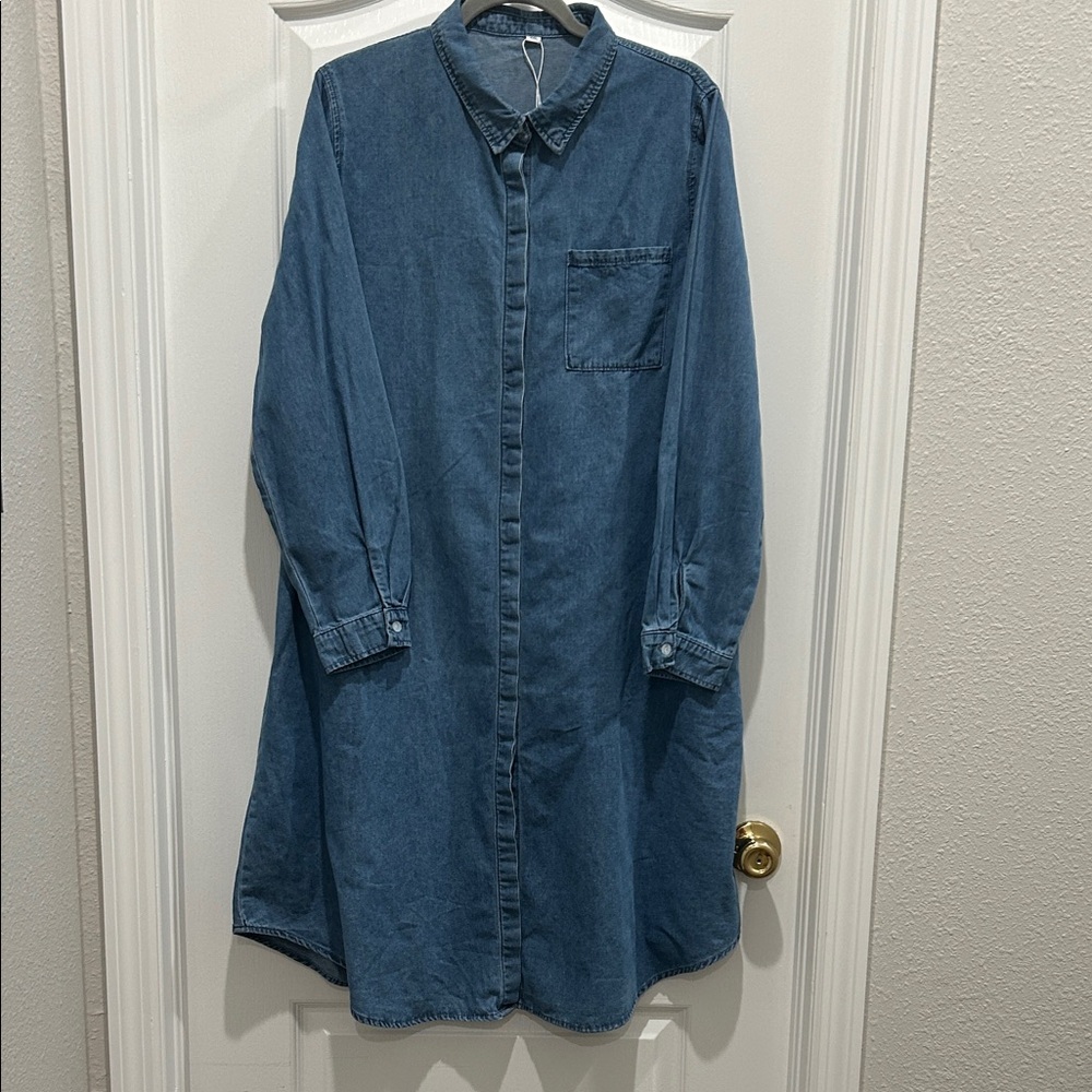 Source Unknown Blue Long Sleeve Denim Dress